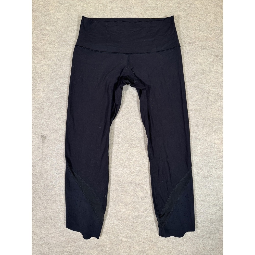 Lululemon Leggings Womens 6 Black‎ Capri High Rise Perforated Mesh Yoga Gym